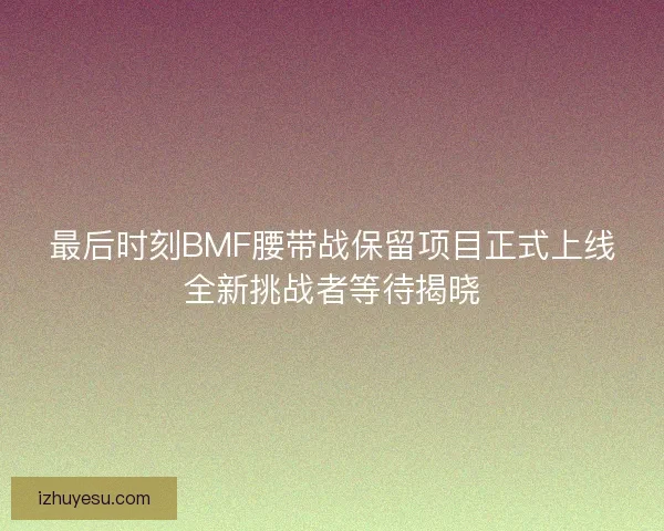 最后时刻BMF腰带战保留项目正式上线全新挑战者等待揭晓