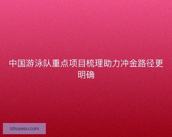 中国游泳队重点项目梳理助力冲金路径更明确
