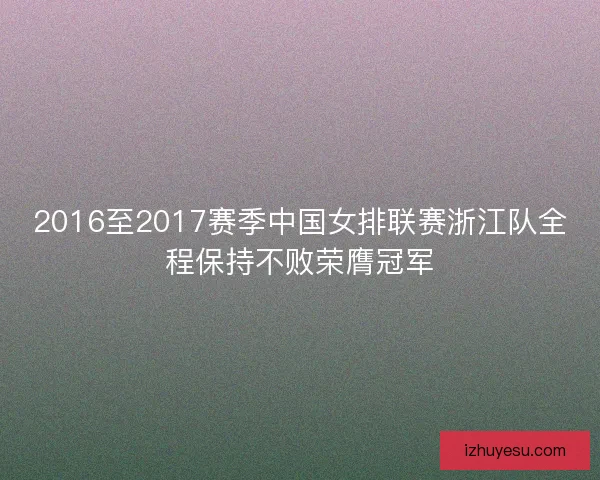2016至2017赛季中国女排联赛浙江队全程保持不败荣膺冠军 2016至2017赛季中国女排联赛浙江队全程保持不败荣膺冠军